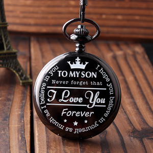 Mots personnalisés à mon fils mari grand-père montres de poche <span class=keywords><strong>Vintage</strong></span> chiffre romain affichage pendentif taille chaîne Quartz <span class=keywords><strong>montre</strong></span> de poche - Product Image 2