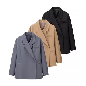 سترة نسائية كاجوال أنيقة بأكمام طويلة وياقة مسننة بلون واحد بثلاثة ألوان - Product Image 1