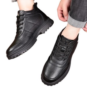 Bottes d'hiver pour hommes, hauteur cheville, en cuir véritable, bout rond, doublure en fourrure, semelle extérieure en caoutchouc antidérapante, semelle intermédiaire en EVA, bottines chaudes - Product Image 5