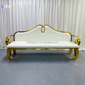 Juego de Sofás Modernos LEDA Dorado y Blanco con Estructura Metálica Exquisita para Sala de Estar de Apartamento, Sofás de Dos Plazas - Product Image 6