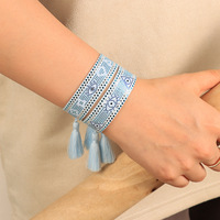 Bracelets Evil Eyes personnalisés Bracelets de broderie réglables Bracelet en tissu tissé pour femmes