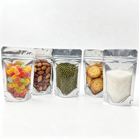 Sacs refermables en PE/PET de qualité alimentaire avec fenêtre, noir mat, réutilisables, pour aliments, bonbons, bijoux et petits objets