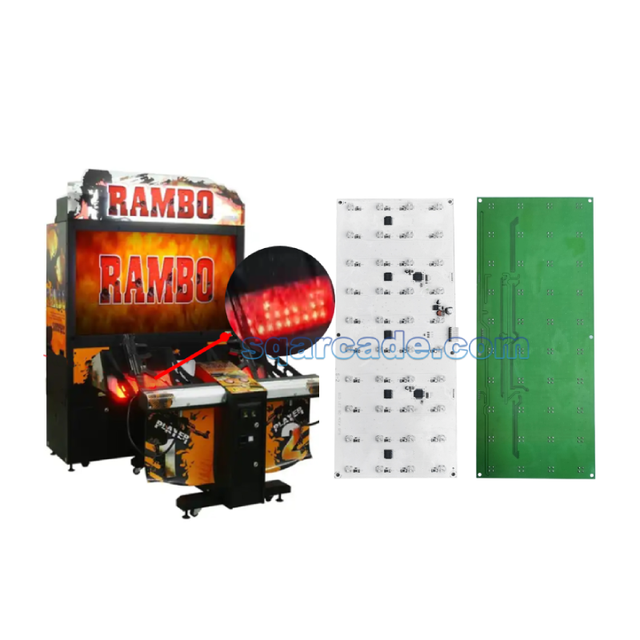 Rambo Shooting Arcade Game Accessory Kit Amusement Simulator Gun with Chassis Flame Light Panel for Machine
