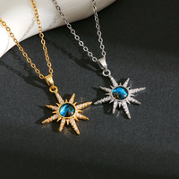 Collier en bambou unisexe polyvalent en cuivre, serti de zircon bleu ciel, style sportif élégant et luxueux, avec diamants intégrés, pour le commerce transfrontalier