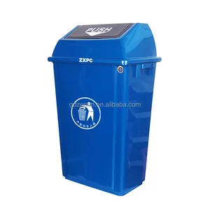 Cubo de basura de saneamiento para exteriores con cubo de basura cubierto Cubo de basura de 60 litros Cubo de basura con ruedas de cocina Cesta de basura Residuos de plástico