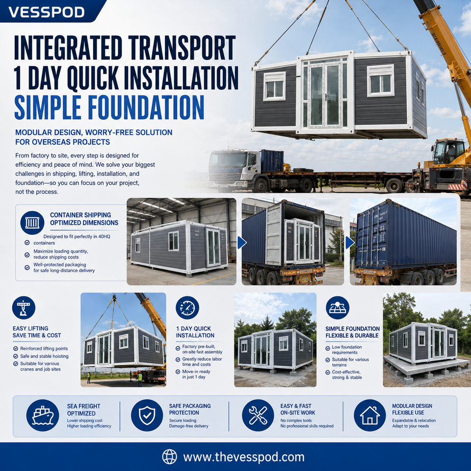 Vesspod 20FT Expandable Foldable Container House Prefab A-Frame Wood ...