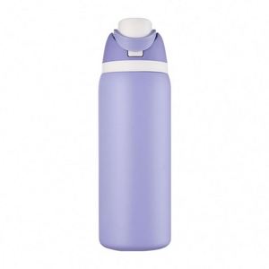 Bouteille isotherme sport en acier inoxydable à double paroi de 32 oz avec logo personnalisé, revêtement poudré et paille - Product Image 1