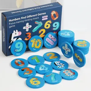 Jeu de mémoire en bois pour enfants 28 pièces jeux de correspondance de mémoire jouets éducatifs numéro trouver différents jeux pour enfants garçons et filles