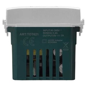 Alimentation électrique double USB 90-265V 5V 2A Gris Compatible avec Vimar Plana - Product Image 2