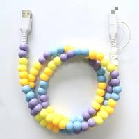 Câble de données USB-C vers USB-A fait main, coloré, avec perles, charge rapide, gaine en PVC durable, blindage tressé, 1 m, pour ordinateurs et téléphones mobiles