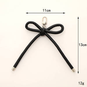 Handmade Woven Bowknot Key Chain PU Leather Key Ring Female Phone Pendant Keychain Accessory - Product Image 2