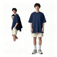 T-shirt en coton blanc délavé, style streetwear, coupe oversize à épaules tombantes, impression personnalisée de haute qualité, t-shirt épais pour homme
