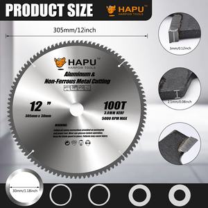 Hoja de sierra de <span class=keywords><strong>inglete</strong></span> de 12 pulgadas Hoja de sierra circular Hoja de sierra TCT de corte de aluminio para aluminio 305mm 100T (una pieza) - Product Image 2