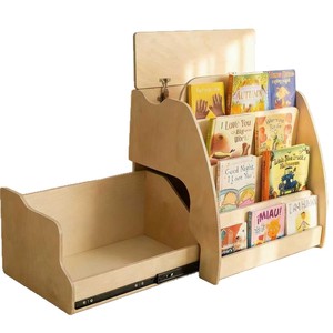 Estantería para niños de madera maciza, 4 niveles con cajón, almacenamiento multifuncional para libros, juguetes, papelería - Product Image 5