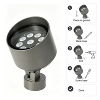 Projecteur LED avec puce COB 18W, étanche IP65, éclairage extérieur pour murs de bâtiments, aménagement paysager, application pour jardins et bâtiments