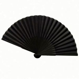 Éventail pliant personnalisé avec technique de peinture sur mesure, blanc et noir, fabriqué en polyester et tissu de bambou - Product Image 3