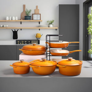 Ustensiles de cuisine classiques en <span class=keywords><strong>fonte</strong></span> émaillée <span class=keywords><strong>allant</strong></span> <span class=keywords><strong>au</strong></span> <span class=keywords><strong>four</strong></span> Casserole en métal durable avec couvercle coloré Fabriqué par des ustensiles de cuisine en <span class=keywords><strong>fonte</strong></span> - Product Image 1