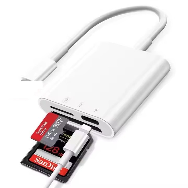 SD Card Reader Cameras Tf Reader  Dual Slot Photo Graphy Memory Card Adapter for iPhone iPad
