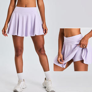 热卖定制标志十字高腰二合一线打褶高尔夫网球羽毛球运动裙 - Product Image 1