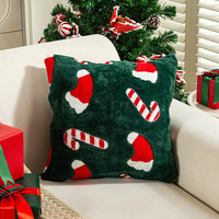 Housse de coussin ChamXue en peluche de Noël, motif sucette brodé, décoration américaine pour canapé