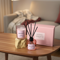 Ensemble cadeau de bougie en cire de soja aromathérapeutique de luxe et de diffuseur de roseaux avec logo personnalisé, fait à la main, écologique, décoration d'intérieur