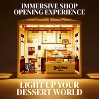 Kit de construction DIY Mini Café & Pâtisserie avec lumières LED, en plastique, échelle 1:24, façade de magasin commercial, jouet éducatif pour enfants et amateurs