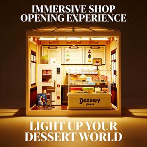 Kit de construction DIY Mini Café & Pâtisserie avec lumières LED, vitrine commerciale, jouet éducatif pour enfants et amateurs - Product Image 3