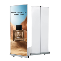 Support portable rétractable en aluminium, bannière déroulante double face personnalisable pour la publicité en salon professionnel, utilisation en intérieur