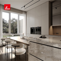 Armoires de cuisine en chêne laqué mat gris clair minimalistes de luxe Alland pour maison contemporaine et villa moderne