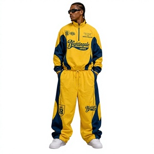 Conjunto Deportivo de Dos Piezas para Hombre, Estilo Veraniego, con Cierre de Media Cremallera, Chaqueta Cortavientos de Poliéster, Estilo Urbano Holgado - Product Image 1