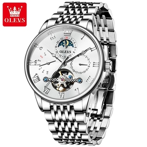 Montre homme OLEVS 7009 originale, montre squelette automatique de luxe pour homme, calendrier, étanche, montre à aiguilles, phase lunaire, montre mécanique - Product Image 6