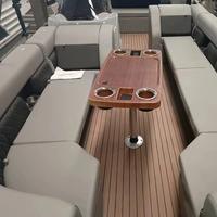 Table de ponton en bois ABS avec porte-gobelet Base en aluminium meubles de ponton pour accessoires de bateau RV fournitures marines