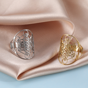 Anillo de Acero Inoxidable con Sello de Ángel Arcángel Metatrón, Los Secretos del Jardín de los Cabalistas, Anillos Geométricos de Salomón para Mujer - Product Image 4