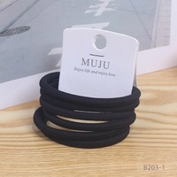 MUJU B203 Lot de 6 élastiques à cheveux basiques en spandex, 5 cm, haute élasticité, sans couture, avec logo personnalisé, carte code-barres, prêt à la vente, faible MOQ