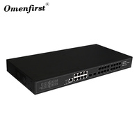 Penjualan Terlaris 24 Port 8GE Gigabit Poe Switch L2 Managed 18 SFP Optical Convergence Server Connectivity Fungsi SNMP QoS 56Gbps