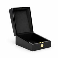 Boîte cadeau en bois noir brillant faite à la main pour parfum, verrouillable, rectangulaire, pour une seule bouteille, avec doublure intérieure artisanale colorée