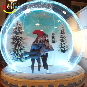 Globo de nieve inflable de decoración navideña con soplador y bomba de fondo impreso