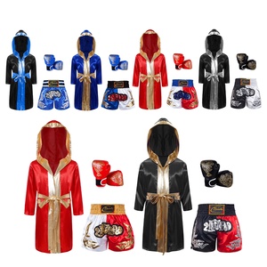 Costume de cosplay de boxe pour garçons de 6 à 16 ans, robe à capuche avec ceinture et short, logo personnalisé, vêtements de sport - Product Image 1
