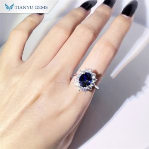 Tianyu Gems Zafiro Piedras preciosas 3ct Mayorista Proveedores Moissanite VVS Moissanite Anillo Compromiso - Product Image 5