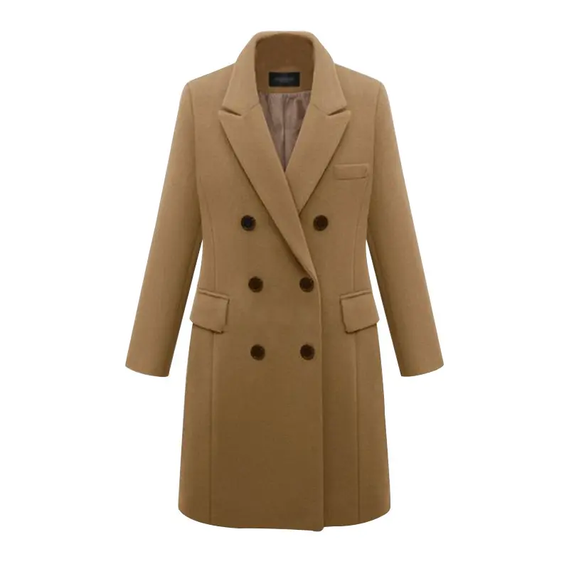 Длинное женское пальто большого размера 2022 новый дизайн хорошее качество двубортный длинный шерстяной Тренч зимнее пальто для женщин