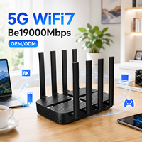 Router ODM/OEM 5G Dual SIM Wifi7 Tri Band OpenWRT 19000Mbps Kecepatan Tinggi LTE SFP CPE Router 5g dengan Kartu SIM untuk Rumah/Bisnis