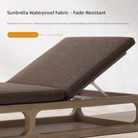 Chaise longue en teck minimaliste moderne - Chaise longue de piscine en bois massif pour l'extérieur, résistante aux intempéries et à la décomposition, idéale pour la piscine