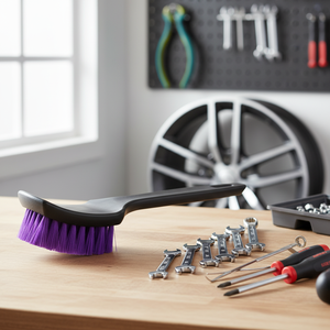 <span class=keywords><strong>Brosse</strong></span> de détaillage automobile à manche court TB-002, poils mixtes haute densité, taille de poignée idéale pour le nettoyage des pneus et des jantes - Product Image 6