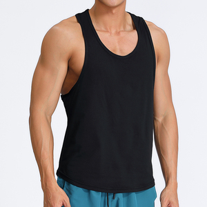 Customized Men's Sporty Gym Fitness Tank Top Spandex/Polyester <b>Blend</b> Quick Drying High Elastic Breathable O-Neck Vest - Product Image 4