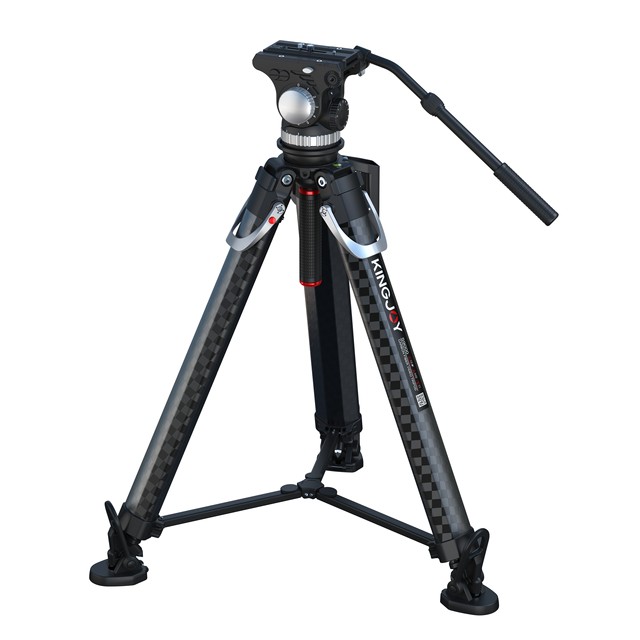KINGJOY Magnesium Alloy Carbon Fiber Tripod Heavy Duty for Camera Professional Camera Stand with 75-100mm Bowl and Adapter