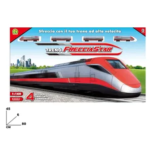 Train miniature Treno FrecciaStar 1:160 avec 4 sections de voie pour enfants, jouet éducatif - Product Image 1