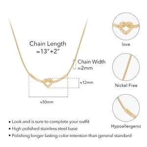 La última joyería de acero inoxidable chapada en oro de 18 quilates, cadena de serpiente redonda, colgante de circón con forma de corazón de amor para mujer, collar de regalo P243443