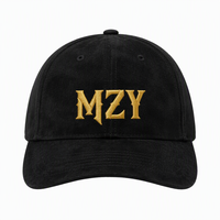 Casquette de baseball en daim style streetwear sportif à motif Argyle, broderie dorée gothique personnalisée, casquette noire pour homme
