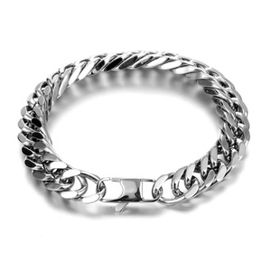 High Polished Hiphop Silver Jewelry Stainless Steel Bracelet Cuban Link Chain for <b>Men</b> - Product Image 4