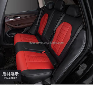 Housse de siège de <span class=keywords><strong>voiture</strong></span> <span class=keywords><strong>en</strong></span> cuir noir et rouge, confortable, luxueuse, respirante, pour cinq sièges, ensemble complet, avant et arrière - Product Image 2